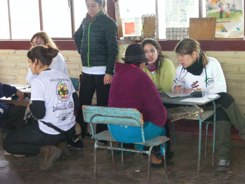 medical volunteers interviewing locals