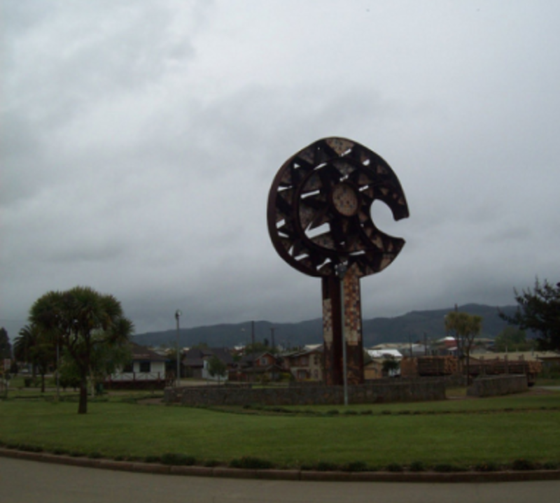 modern statue in a town