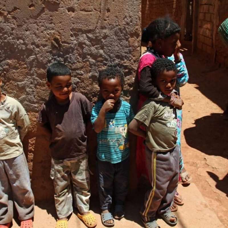 Children of the school pose for their photo in Morocco