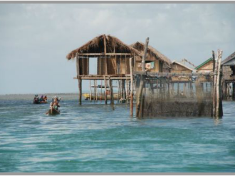 nipa huts on top of the ocean water