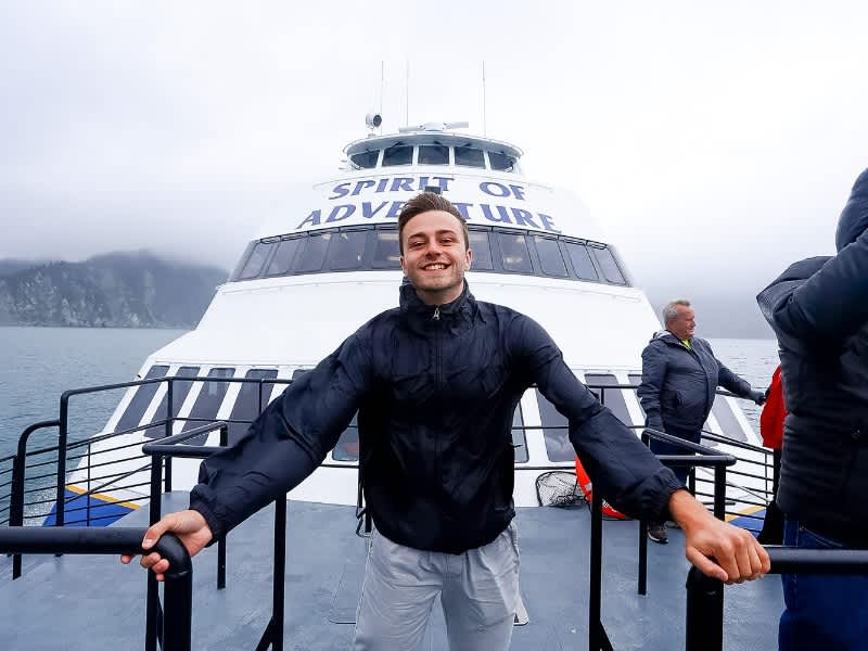 On a boat in Alaska