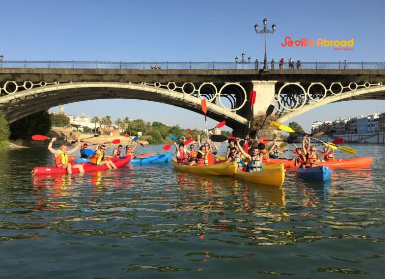 One of our activities is kayaking in the river