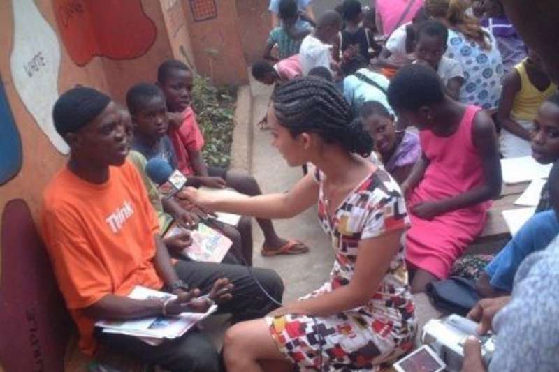 participant interviewing a local