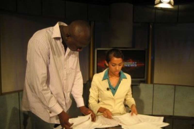 participant looking at script