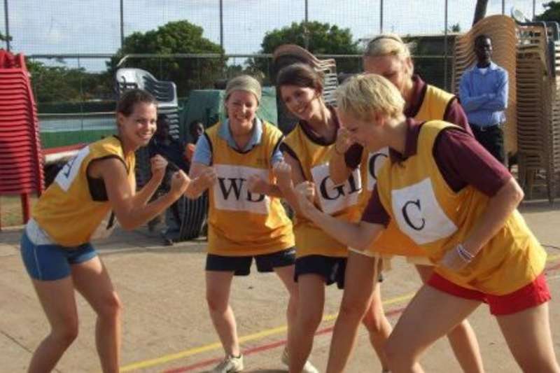 Volunteers on cheering on a game