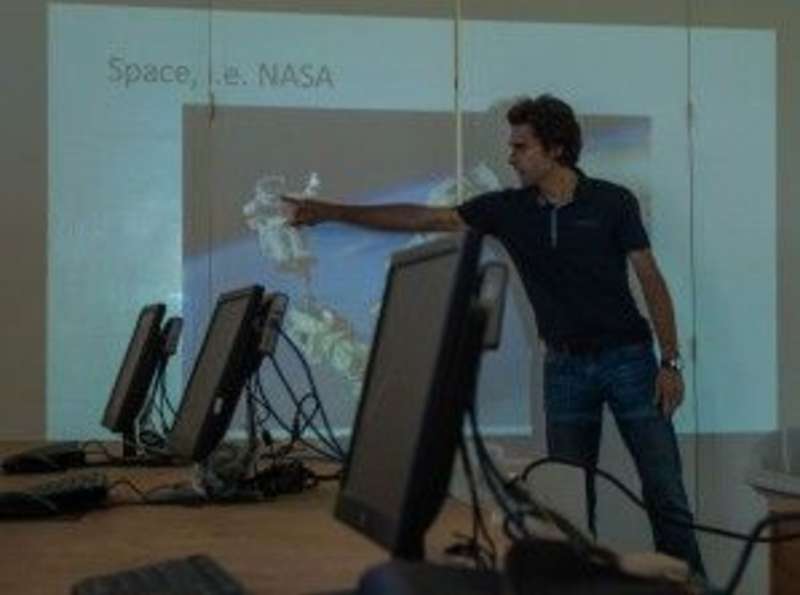 Volunteer discussing