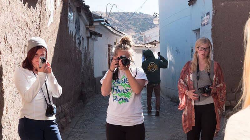 Volunteers taking photos