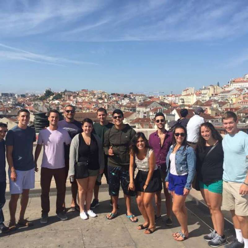 Students over the city of Lisbon
