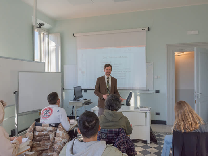 Professor teaching an International Affairs class