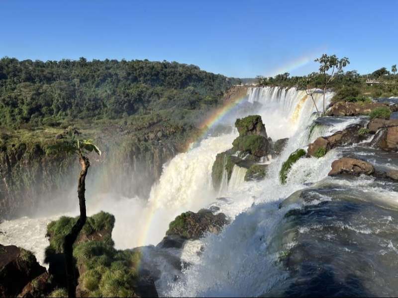 Rainbow over waterfall in Argentina