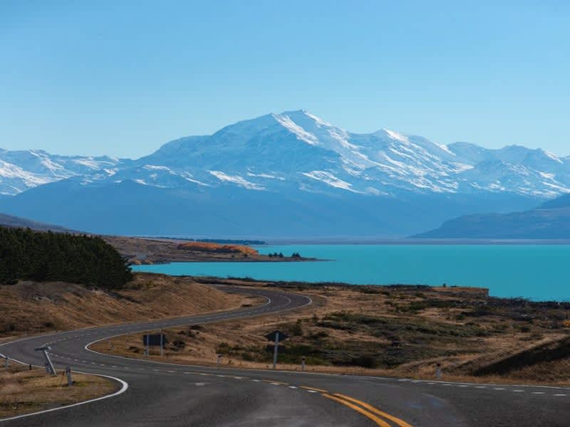 Road trip toward Mount Cook in New Zealand South Island