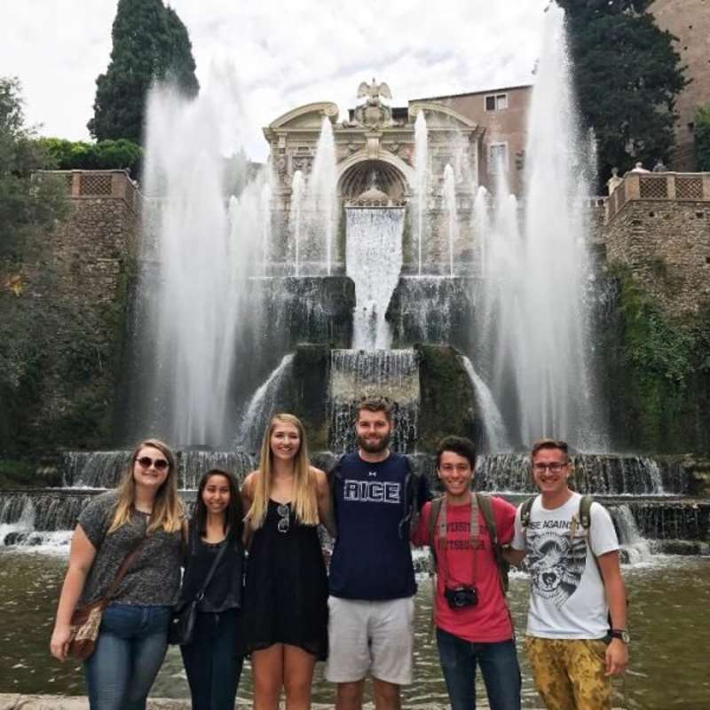 Interns in front of fountain in Rome