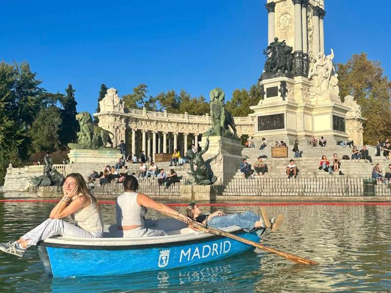 Rowing in Retiro Park in Madrid