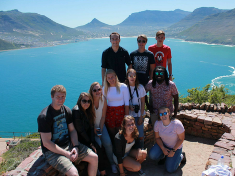 Internship students on a road trip in Cape Town