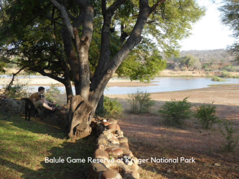 Intern student enjoying the view Balule Game Reserve at Kruger National Park