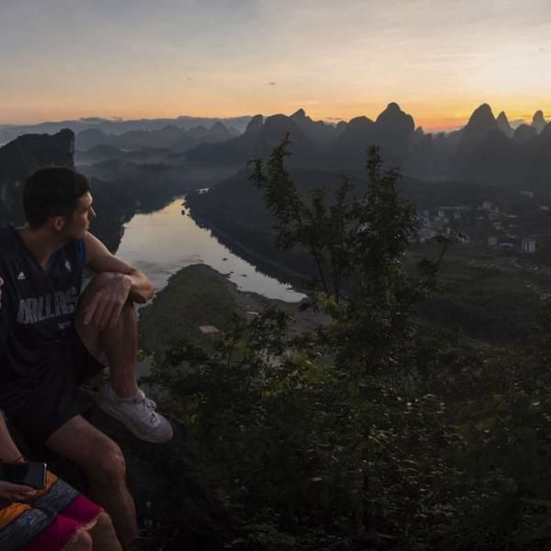 Students watching the sunset