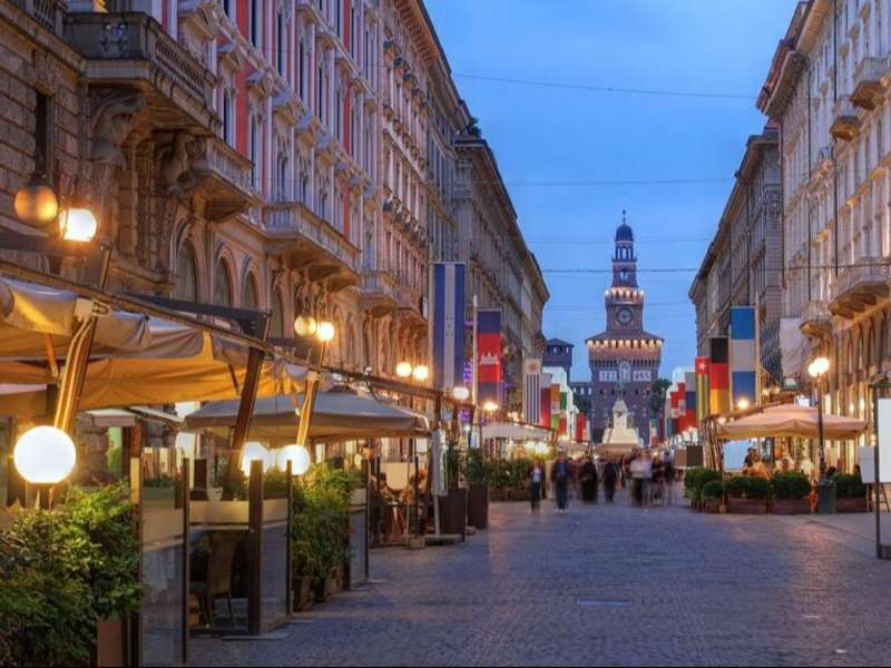 Shopping district in Milan