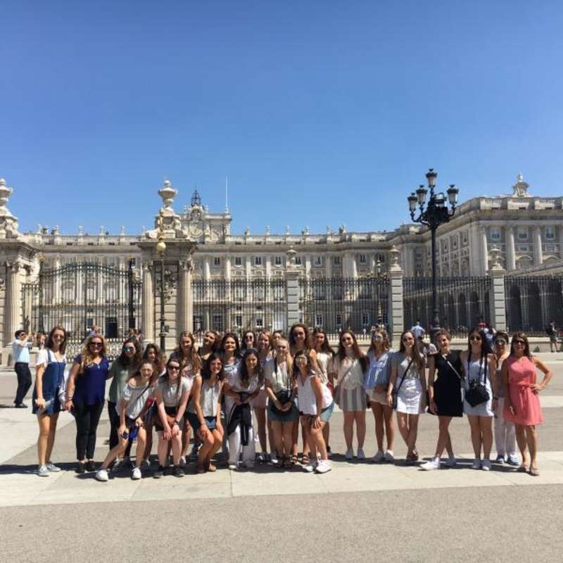 Students in front of palace