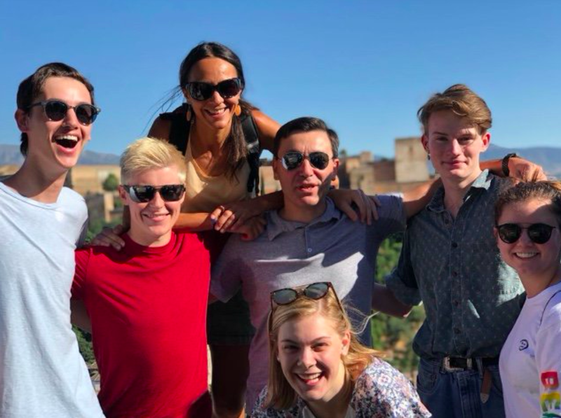 Students and their program director in Granada, Spain