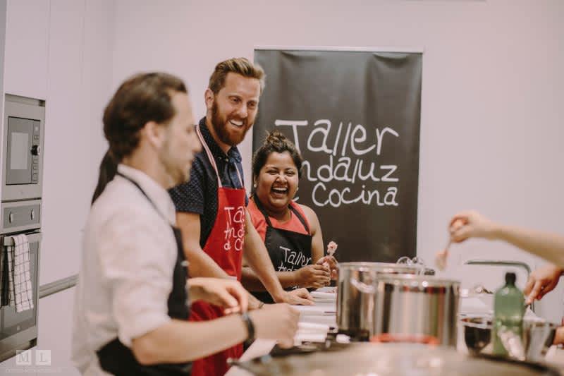 Spanish Teachers at a spanish cooking workshop