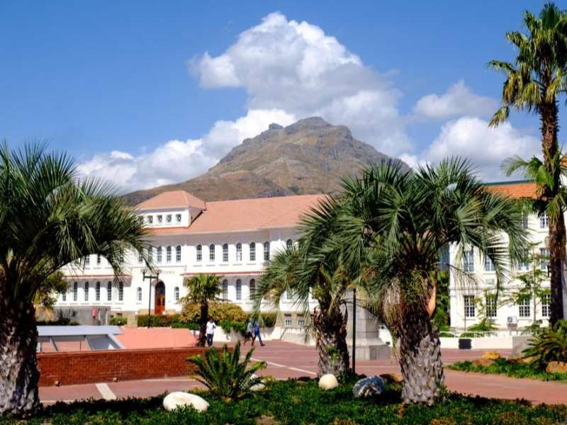 Stellenbosch University campus on a sunny day in South Africa.