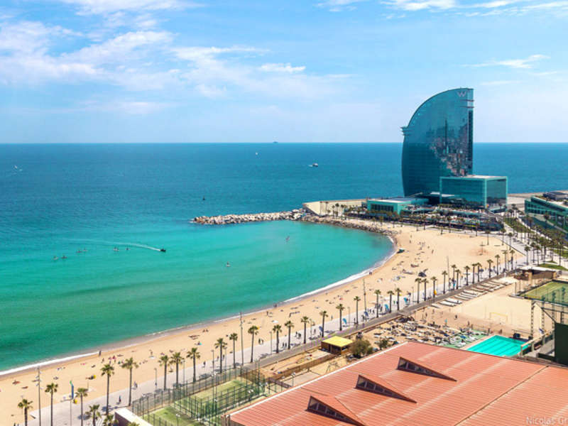 Student exploring Barcelona streets after internship workday in Spain
