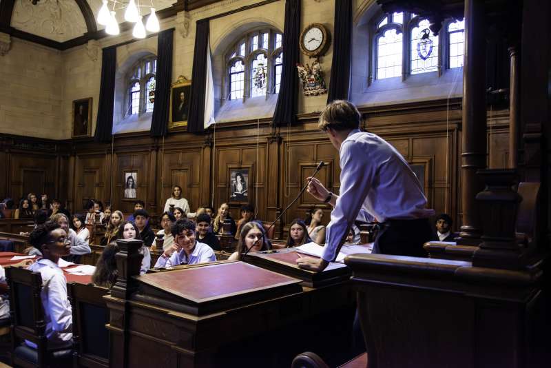 student in debate