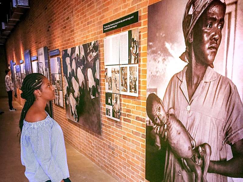 Student in the apartheid museum