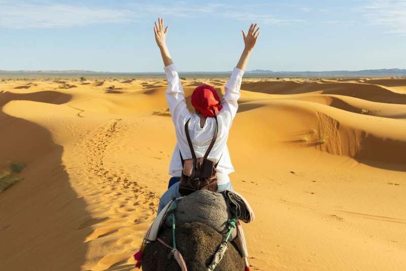 Student on camel in Morocco