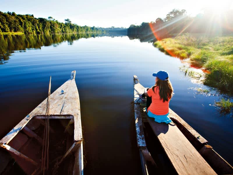 Student on lake