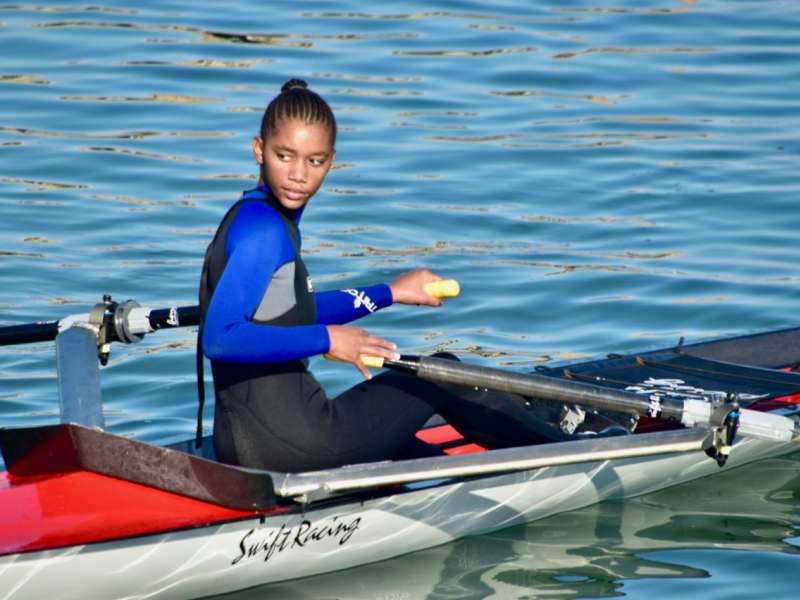 Student rowing on the South Atlantic, Lüderitz