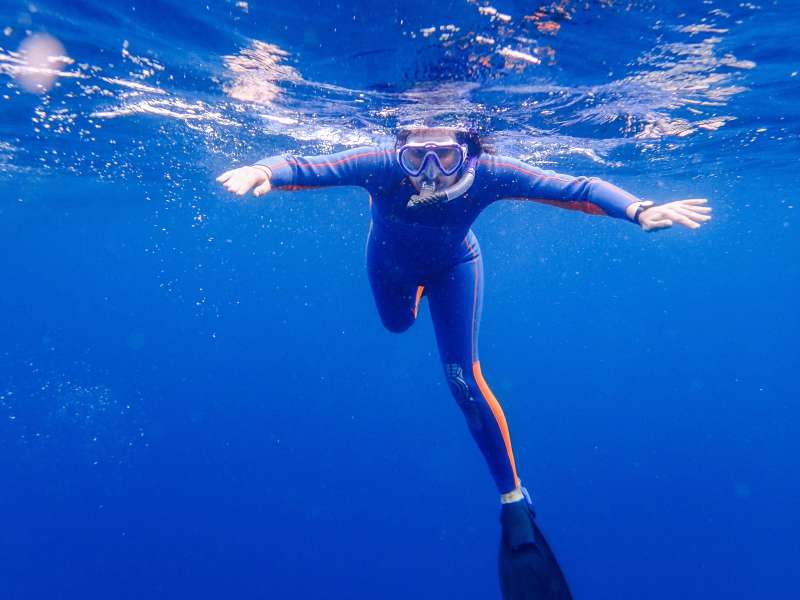 Student snorkeling in Indonesia