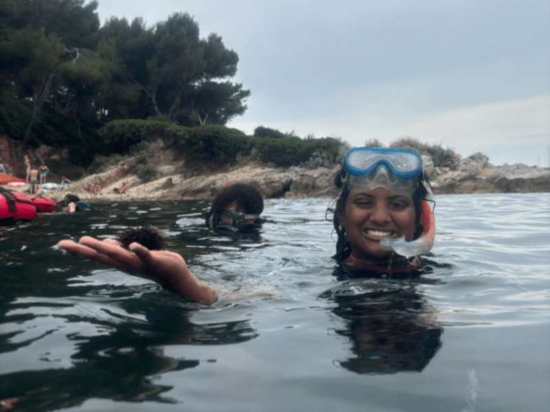 Student snorkeling in Nice
