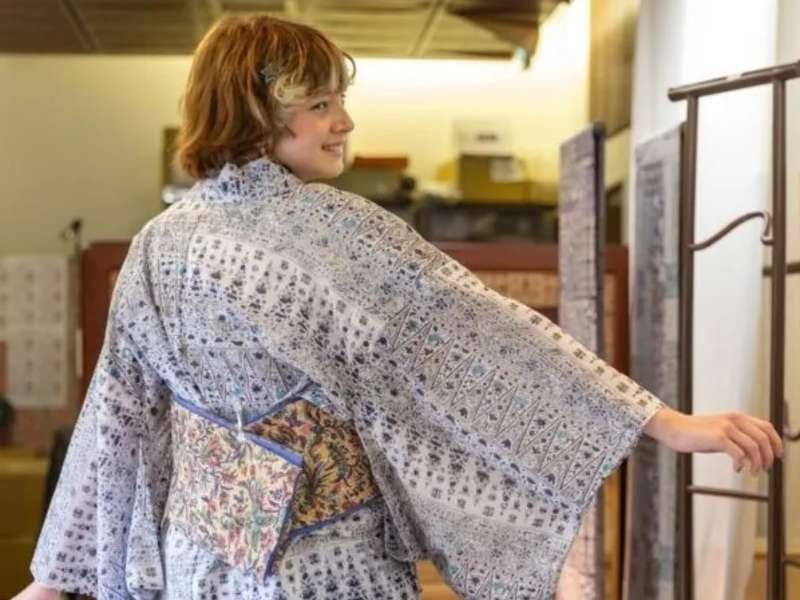 Student wearing traditional kimono