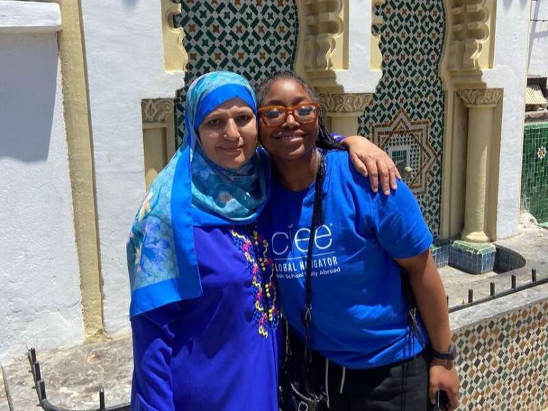 Student with homestay parent in Rabat