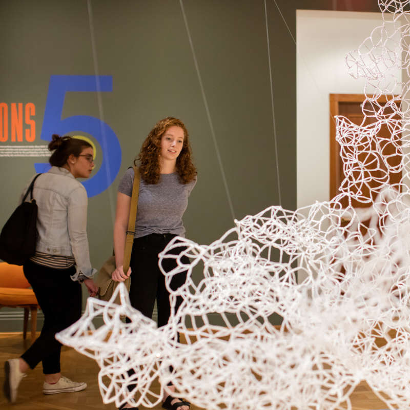 Students at a museum. 
