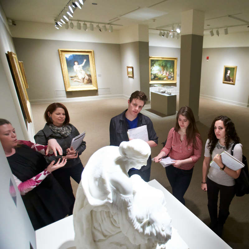 Students at a museum. 