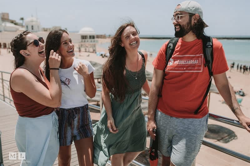 Students at the beach