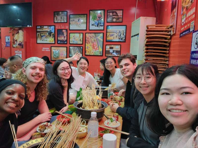 Students dining together