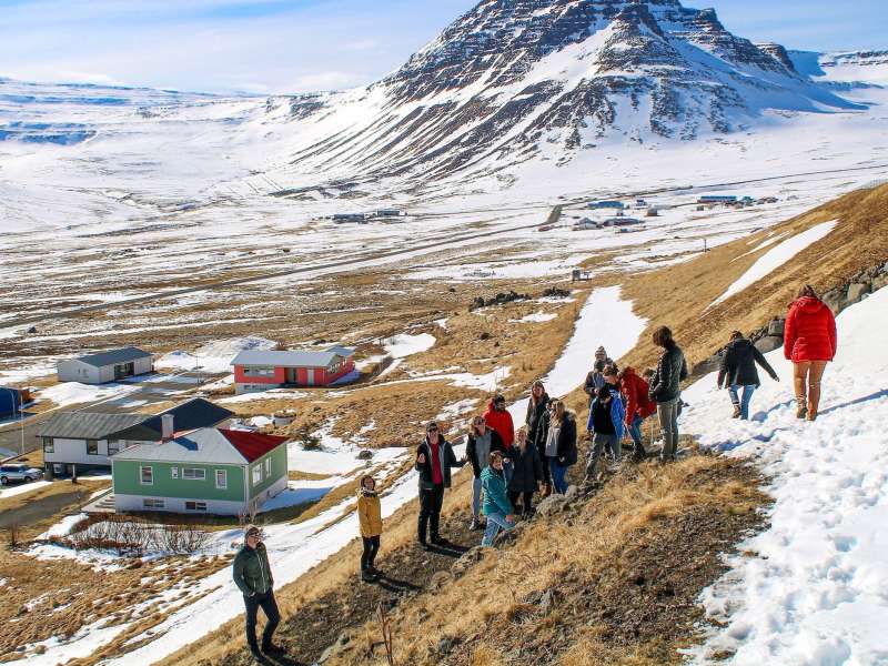 Students doing fieldwork in Iceland