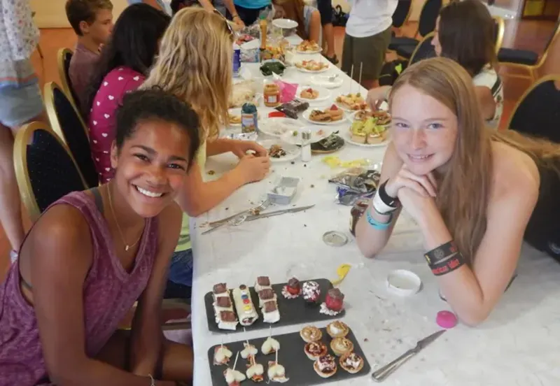 Students enjoying snacks