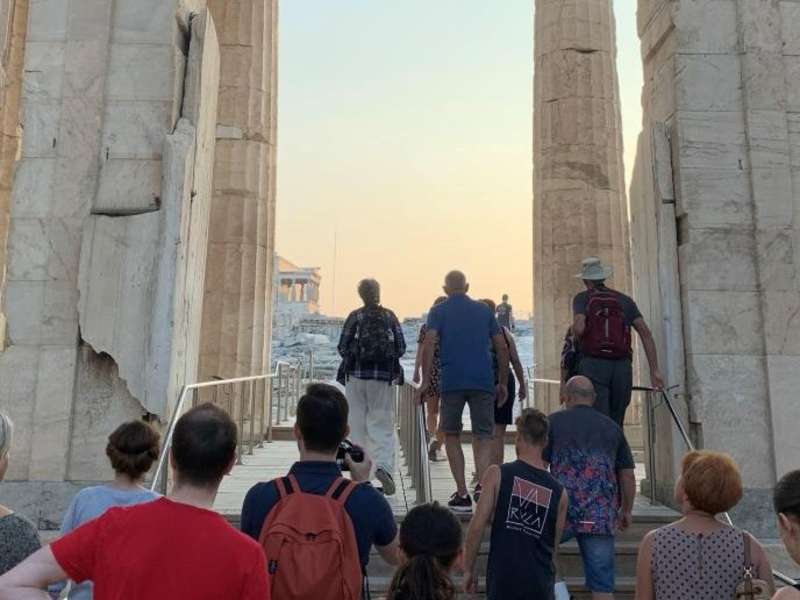 Students explore the Acropolis in Athens, Greece.