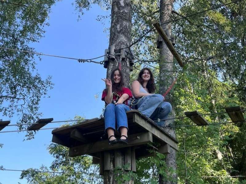 Students exploring adventure park in Estonia while studying abroad