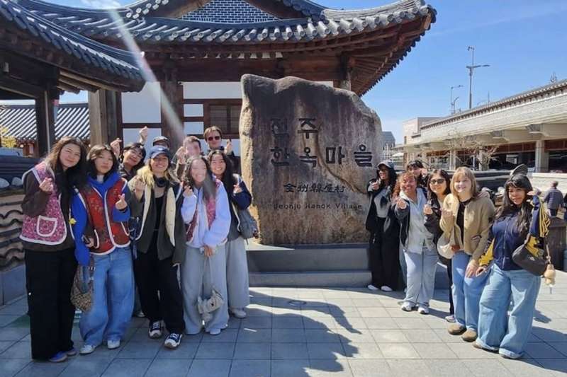 Students exploring Hanok Village in South Korea