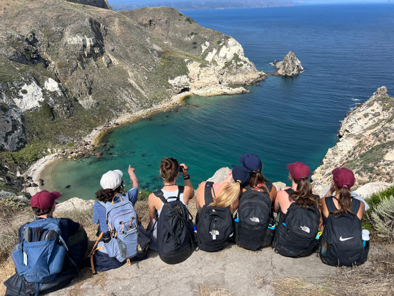 students exploring the California coast together