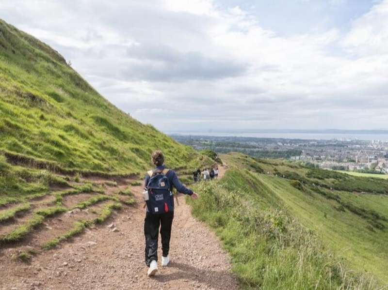 Students hiking in Scotland