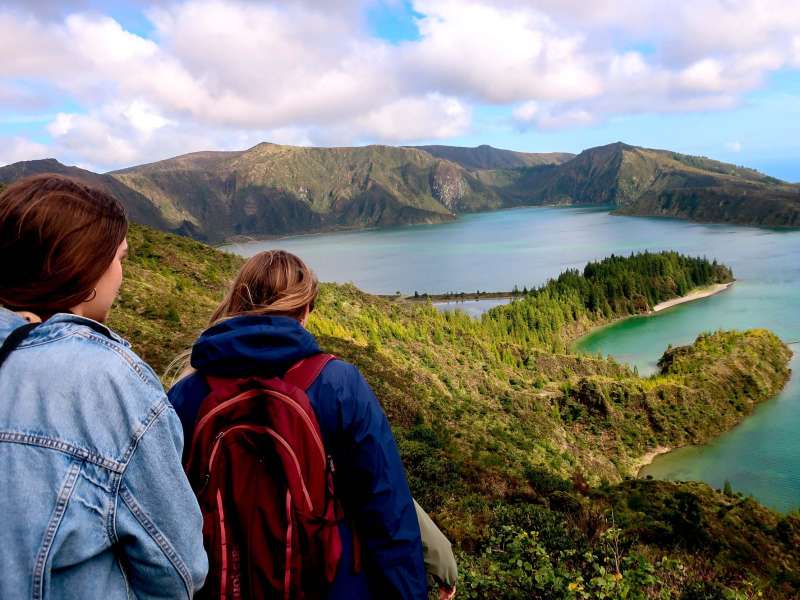 Students hiking in the Azores