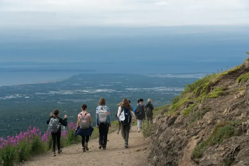 Students hiking