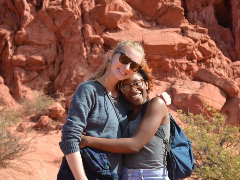 students hugging in Jujuy, an IES Abroad field trip location