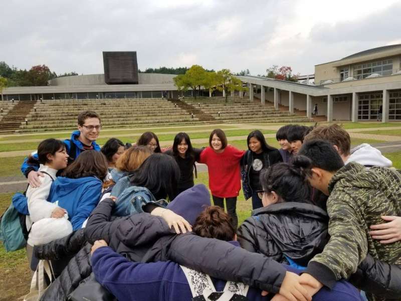 Students in a huddle
